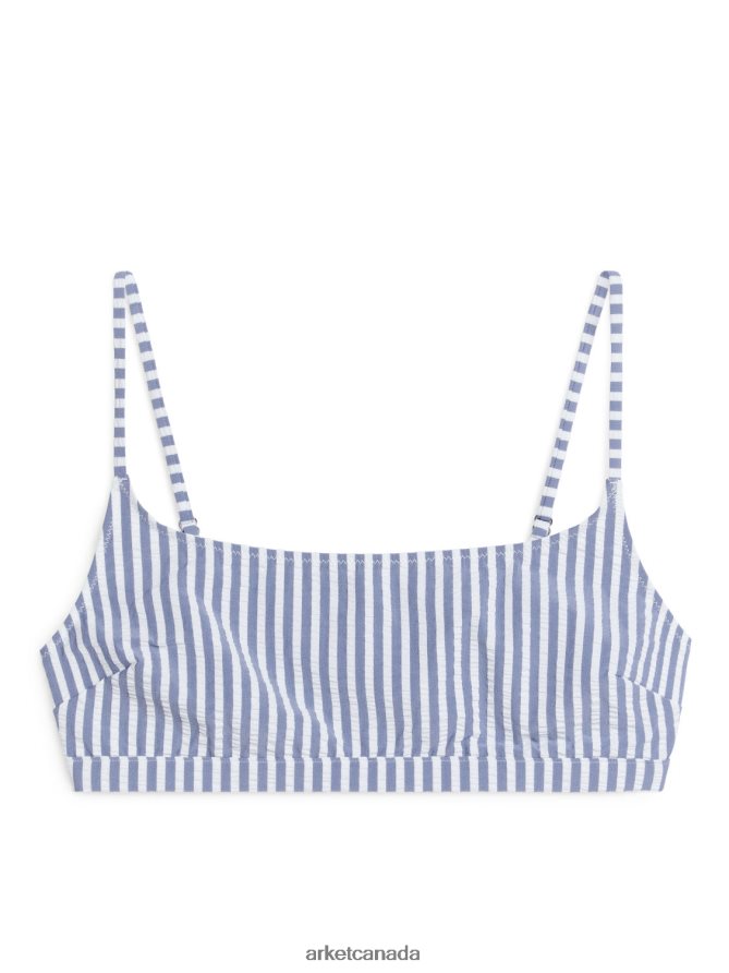 ARKET Clothing 4L826J593 Blue/White Seersucker Bikini Top Women