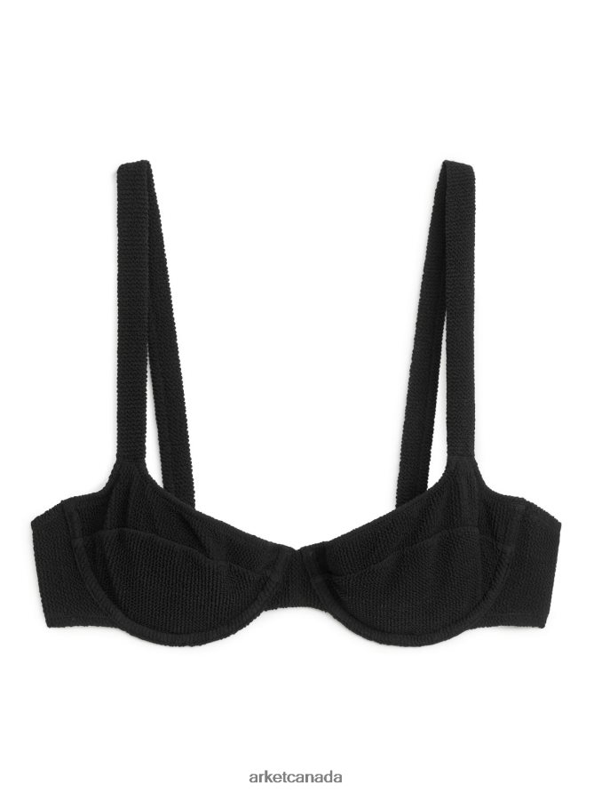 ARKET Clothing 4L826J594 Black Crinkle Wired Bikini Top Women