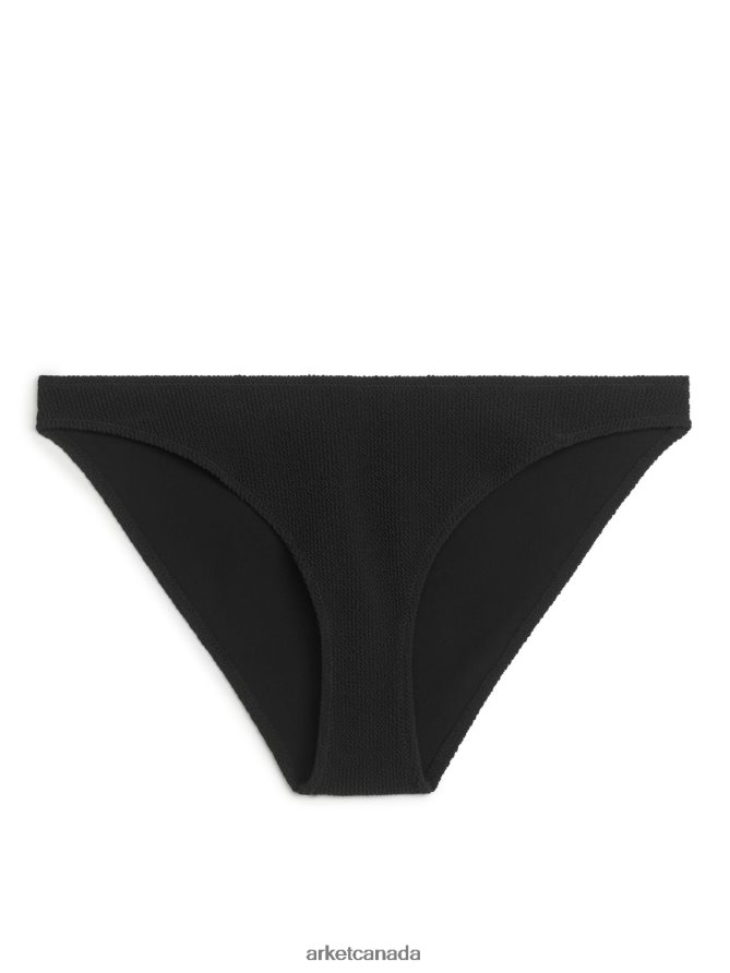 ARKET Clothing 4L826J595 Black Low Waist Crinkle Bikini Bottom Women