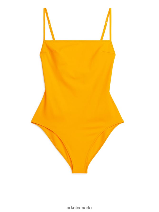 ARKET Clothing 4L826J599 Dark Yellow Square-Neck Swimsuit Women