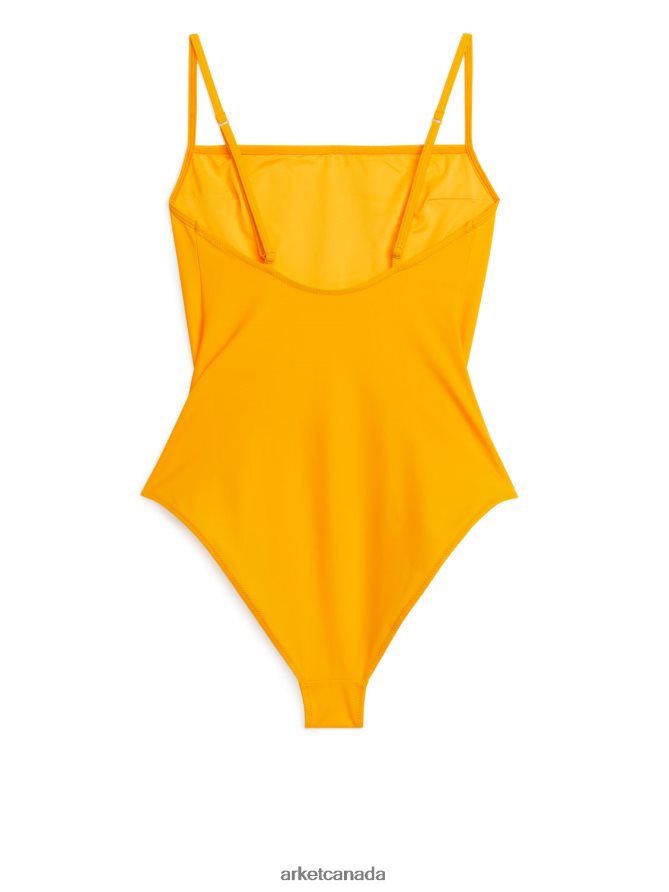 ARKET Clothing 4L826J599 Dark Yellow Square-Neck Swimsuit Women