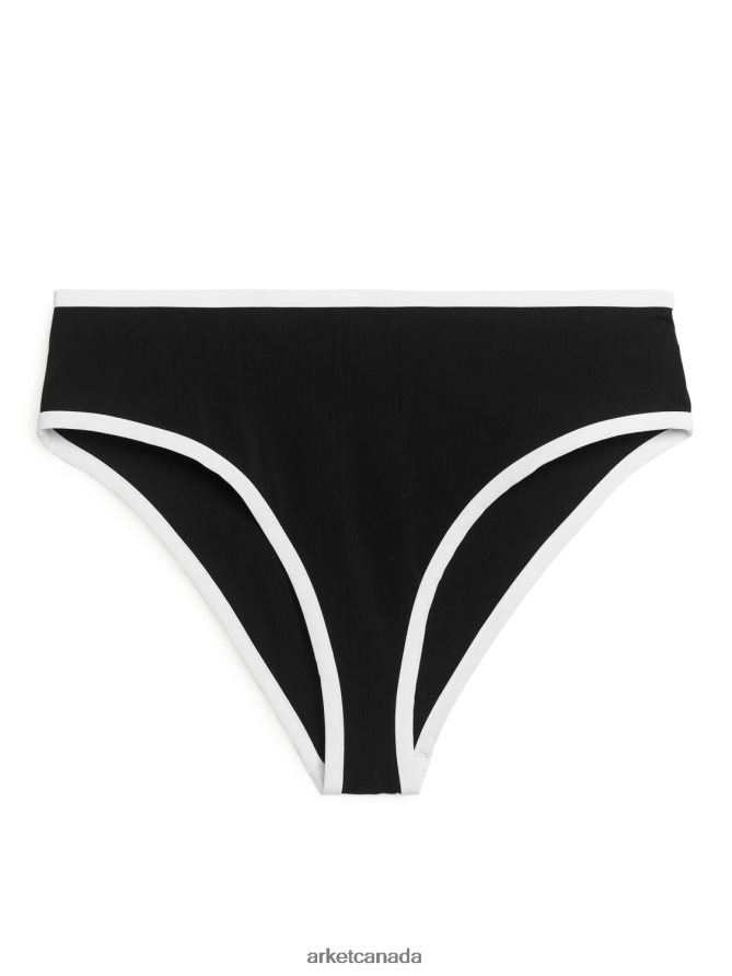 ARKET Clothing 4L826J600 Black/White High Waist Bikini Bottom Women