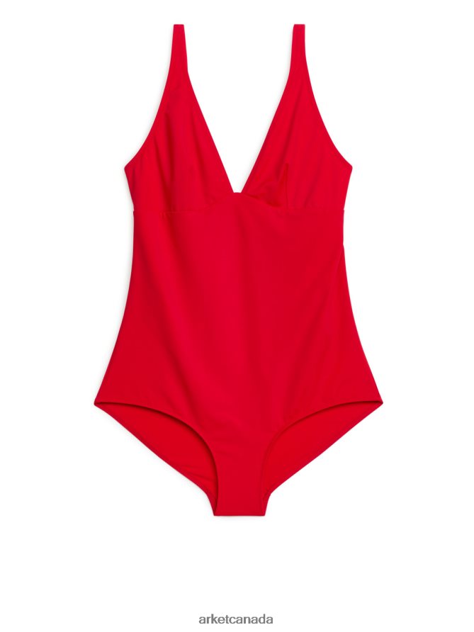 ARKET Clothing 4L826J611 Red V-Neck Swimsuit Women