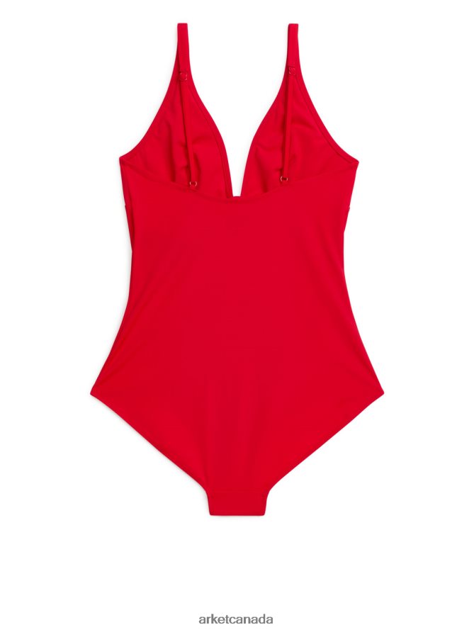 ARKET Clothing 4L826J611 Red V-Neck Swimsuit Women