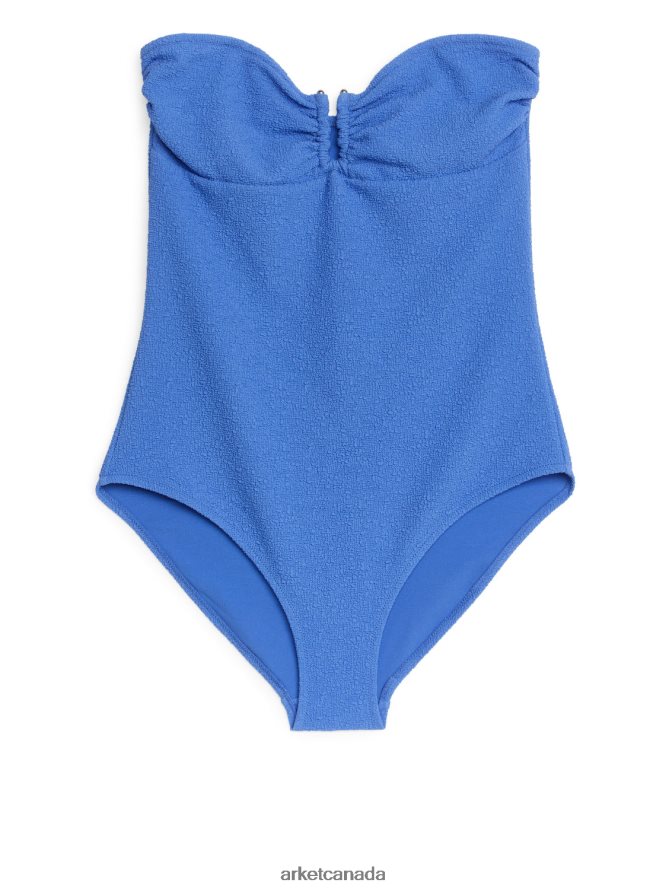 ARKET Clothing 4L826J615 Blue Textured Bandeau Swimsuit Women