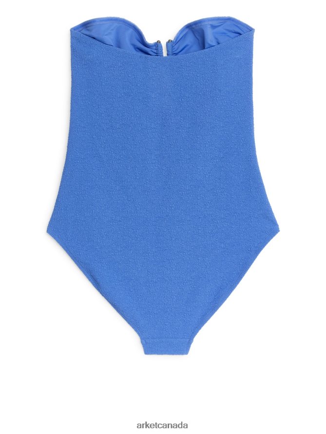 ARKET Clothing 4L826J615 Blue Textured Bandeau Swimsuit Women