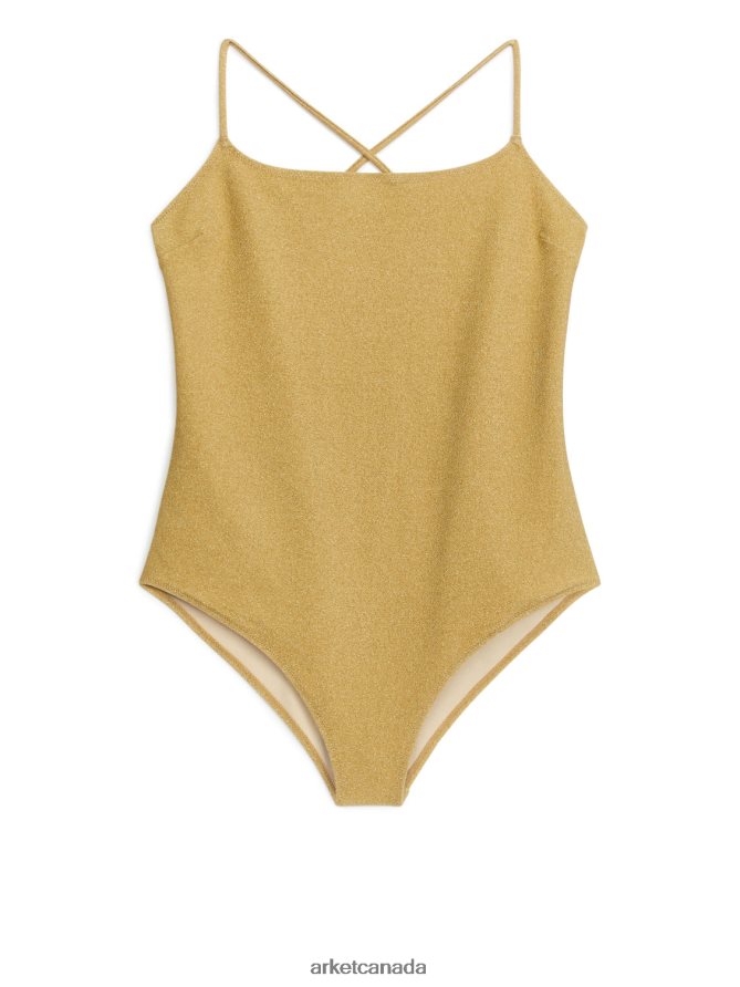 ARKET Clothing 4L826J617 Gold Glittery Swimsuit Women