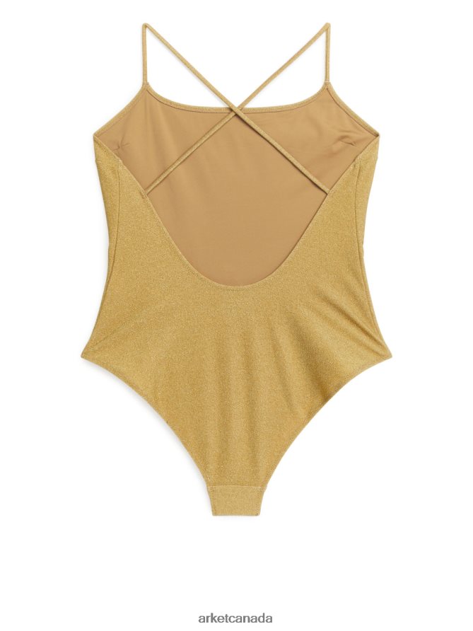 ARKET Clothing 4L826J617 Gold Glittery Swimsuit Women
