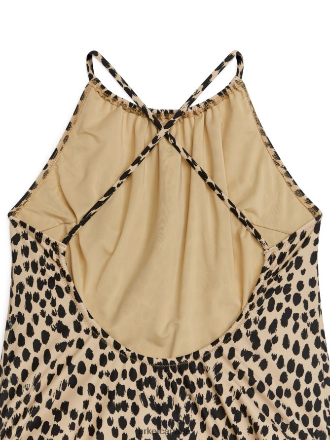 ARKET Clothing 4L826J619 Beige/Black Ruch-Detail Swimsuit Women