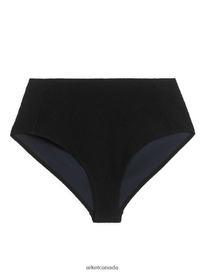 ARKET Clothing 4L826J623 Black High Waist Textured Bikini Bottom Women