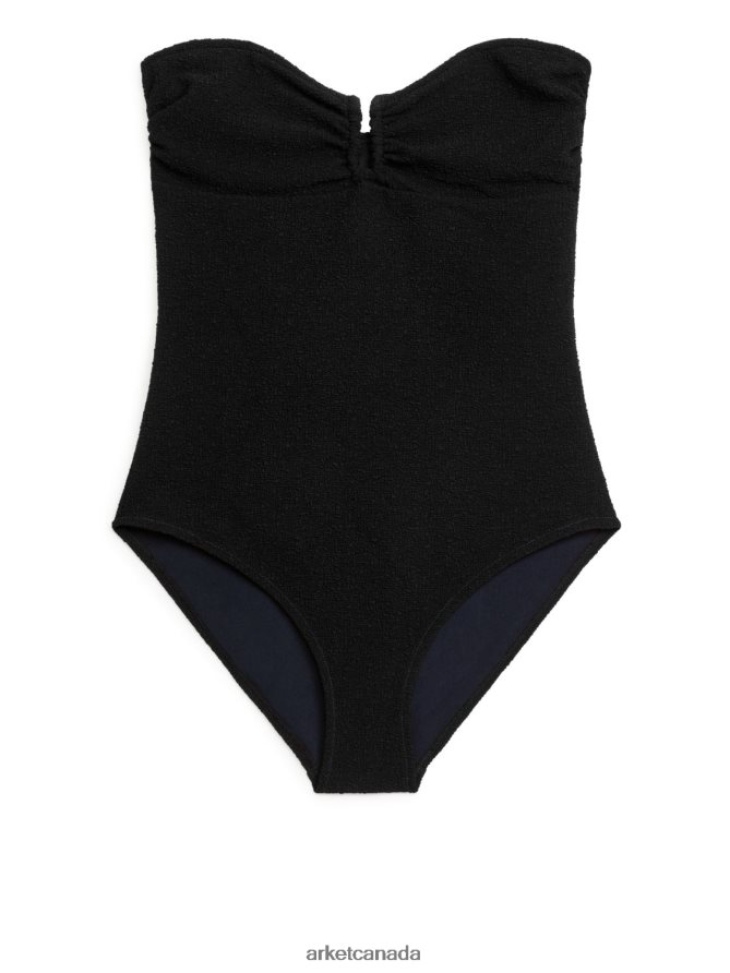 ARKET Clothing 4L826J624 Black Textured Bandeau Swimsuit Women