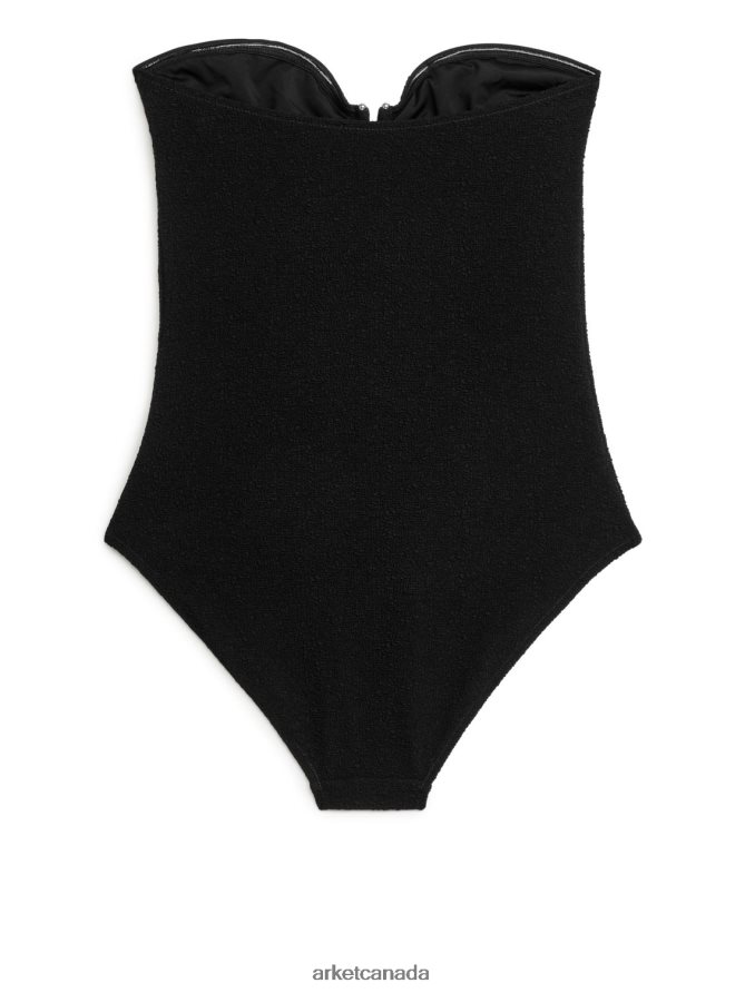 ARKET Clothing 4L826J624 Black Textured Bandeau Swimsuit Women