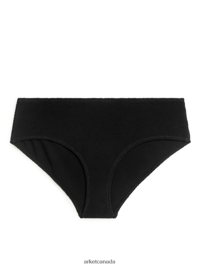 ARKET Clothing 4L826J626 Black Low Waist Crinkle Bikini Bottoms Women