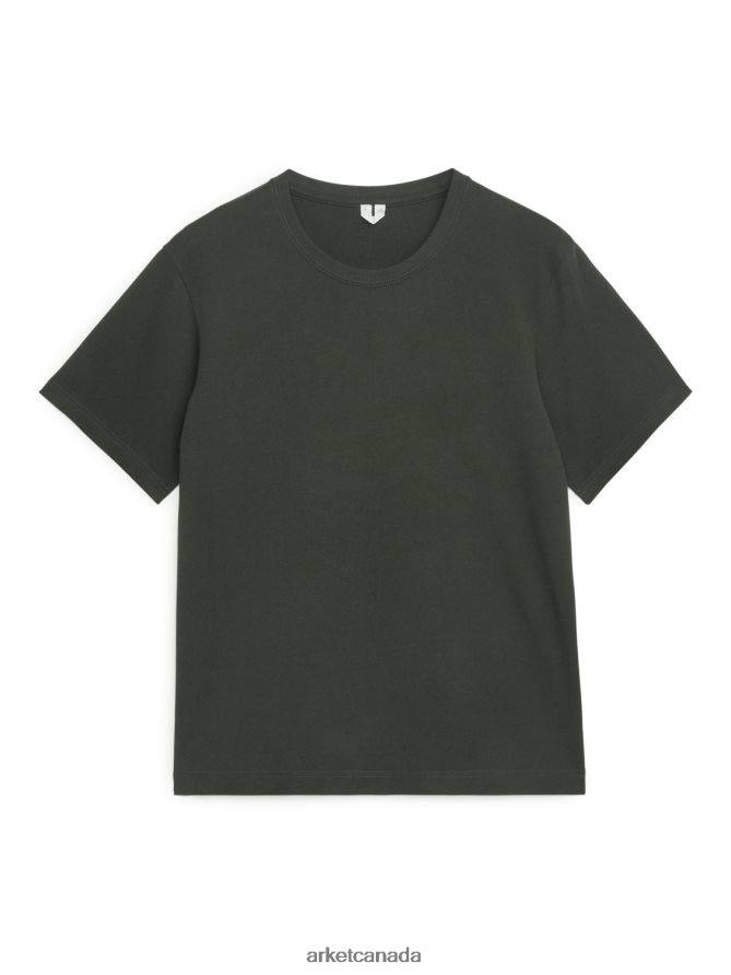 ARKET Clothing 4L826J1000 Dark Forest Green Heavyweight T-Shirt Women