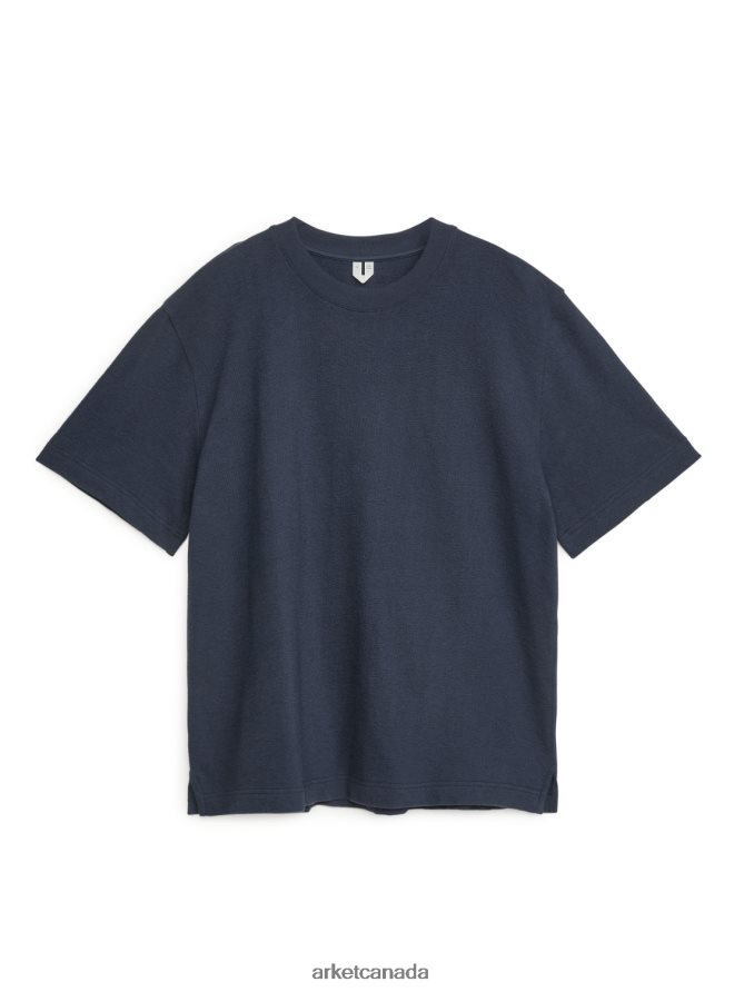 ARKET Clothing 4L826J1012 Dark Blue Boucle Jersey T-Shirt Women