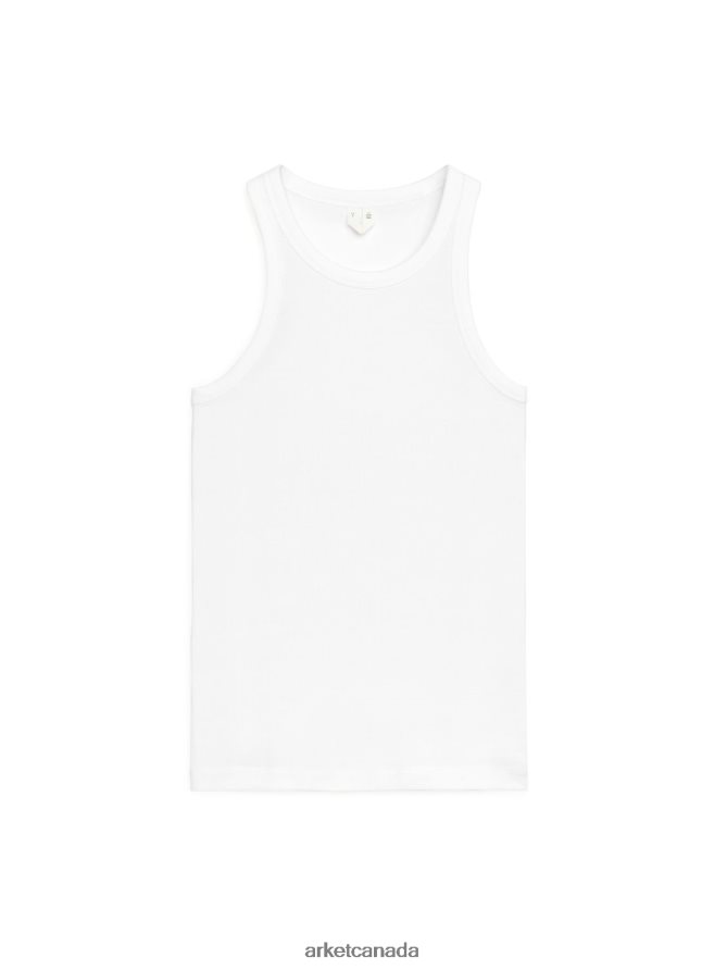 ARKET Clothing 4L826J275 White Rib Racer Tank Top Women