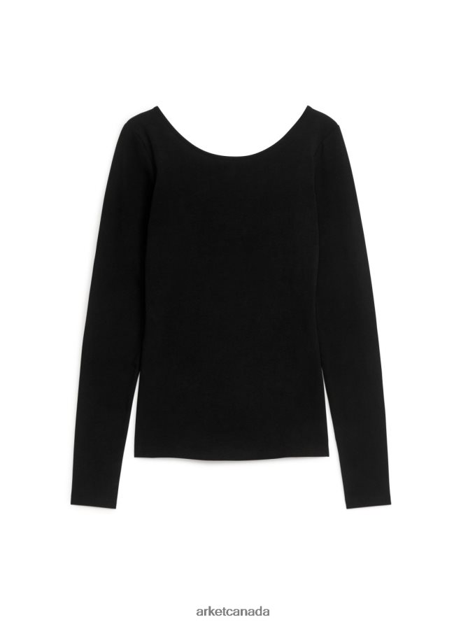 ARKET Clothing 4L826J277 Black Scoop-Neck Jersey Top Women