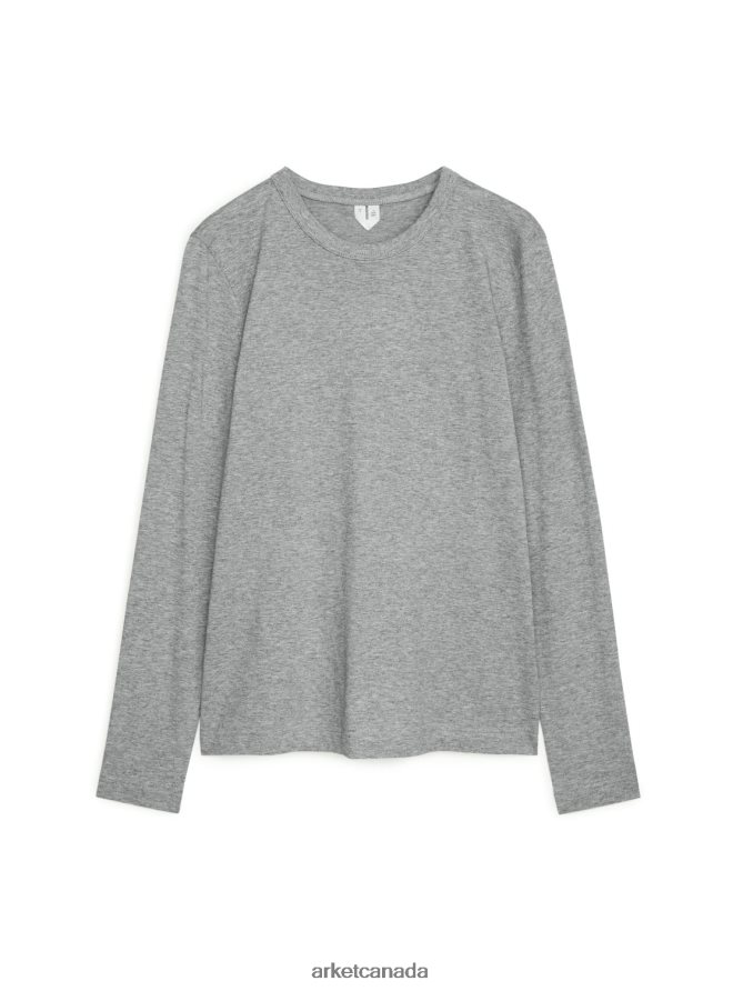 ARKET Clothing 4L826J281 Grey Melange Long-Sleeved T-Shirt Women