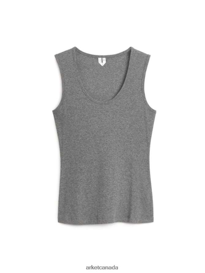ARKET Clothing 4L826J287 Grey Melange Rib Tank Top Women