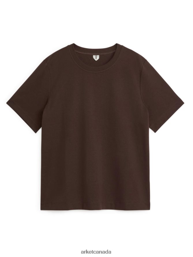 ARKET Clothing 4L826J288 Dark Brown Heavyweight T-Shirt Women