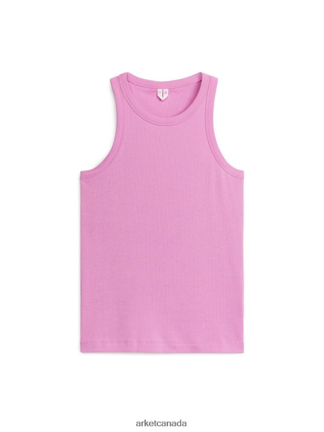 ARKET Clothing 4L826J289 Pink Rib Racer Tank Top Women