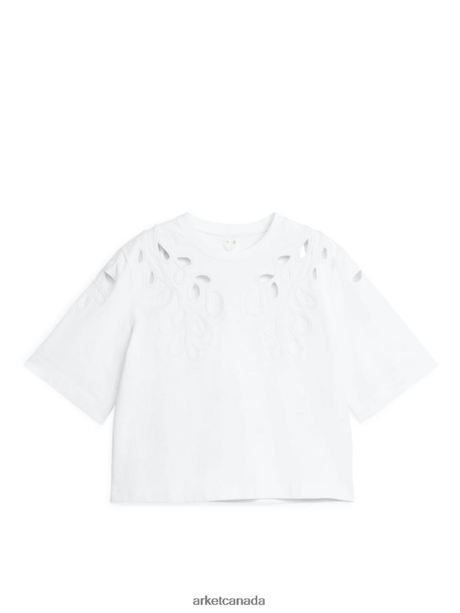 ARKET Clothing 4L826J293 White Embroidered T-Shirt Women