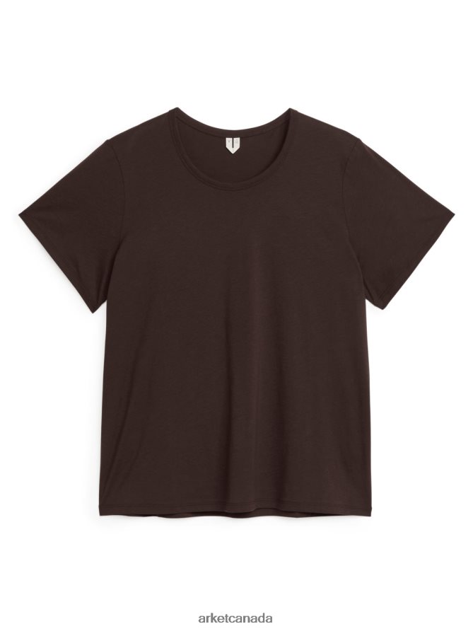 ARKET Clothing 4L826J295 Dark Brown Lightweight Cotton T-Shirt Women