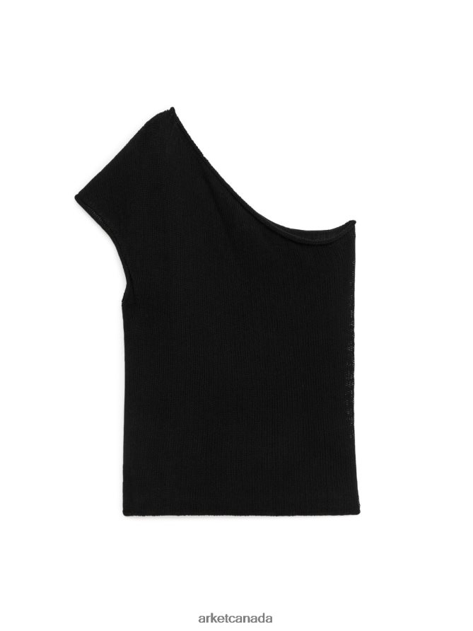 ARKET Clothing 4L826J301 Black Knitted One Shoulder Top Women