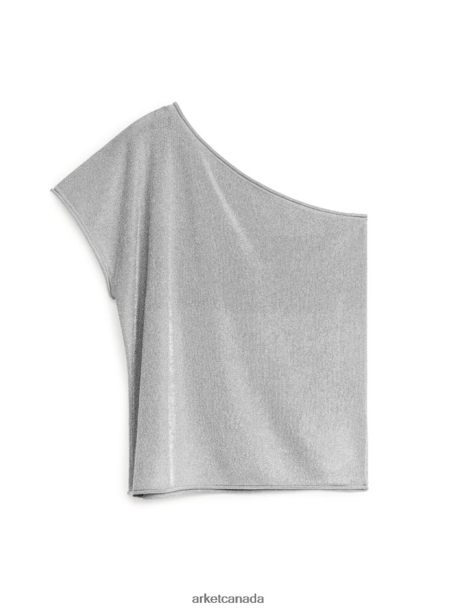 ARKET Clothing 4L826J303 Silver One-Shoulder Top Women