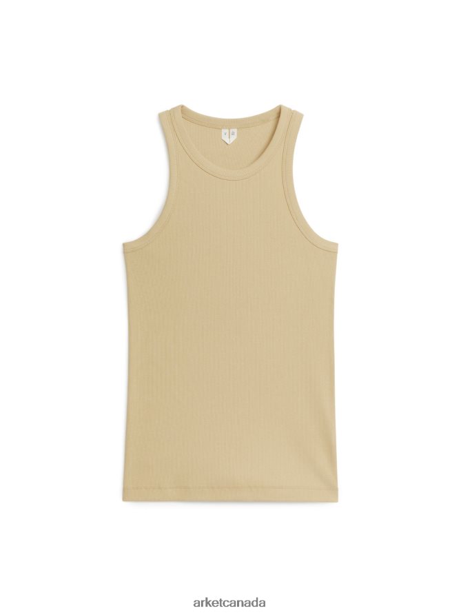 ARKET Clothing 4L826J307 Beige Rib Racer Tank Top Women