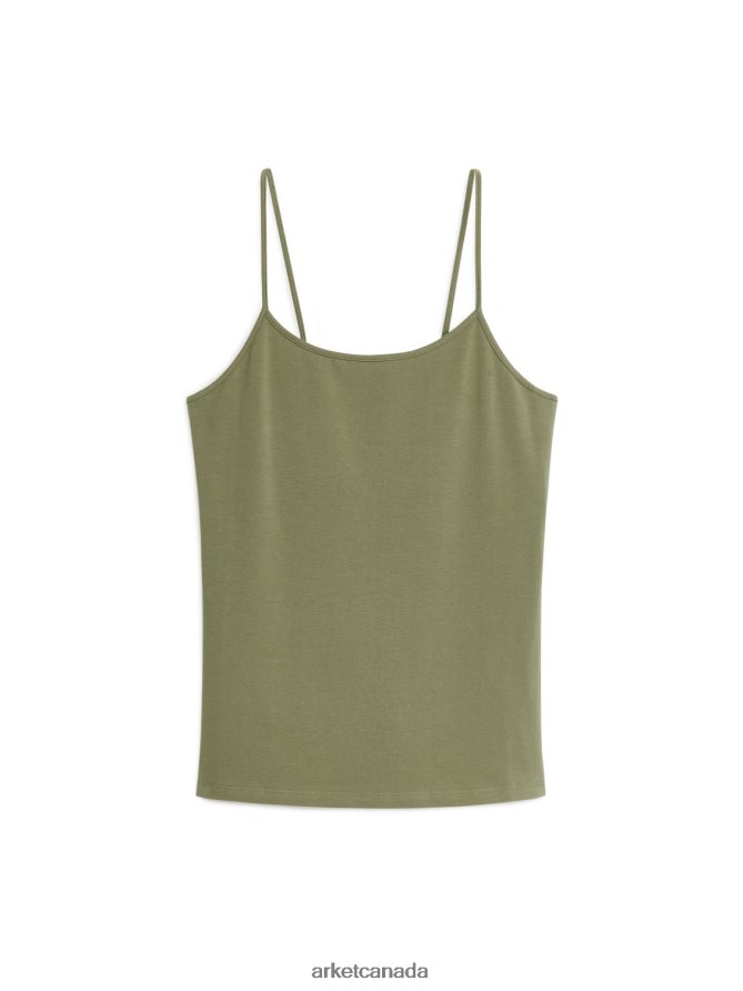 ARKET Clothing 4L826J309 Khaki Green Jersey Strap Top Women