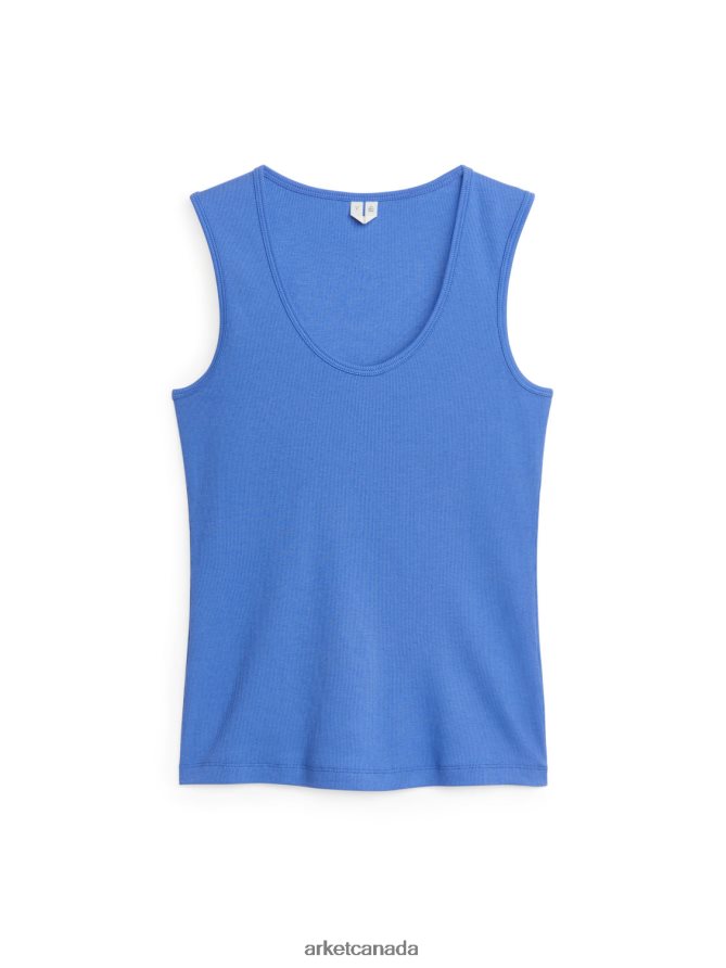 ARKET Clothing 4L826J314 Mid Blue Rib Tank Top Women
