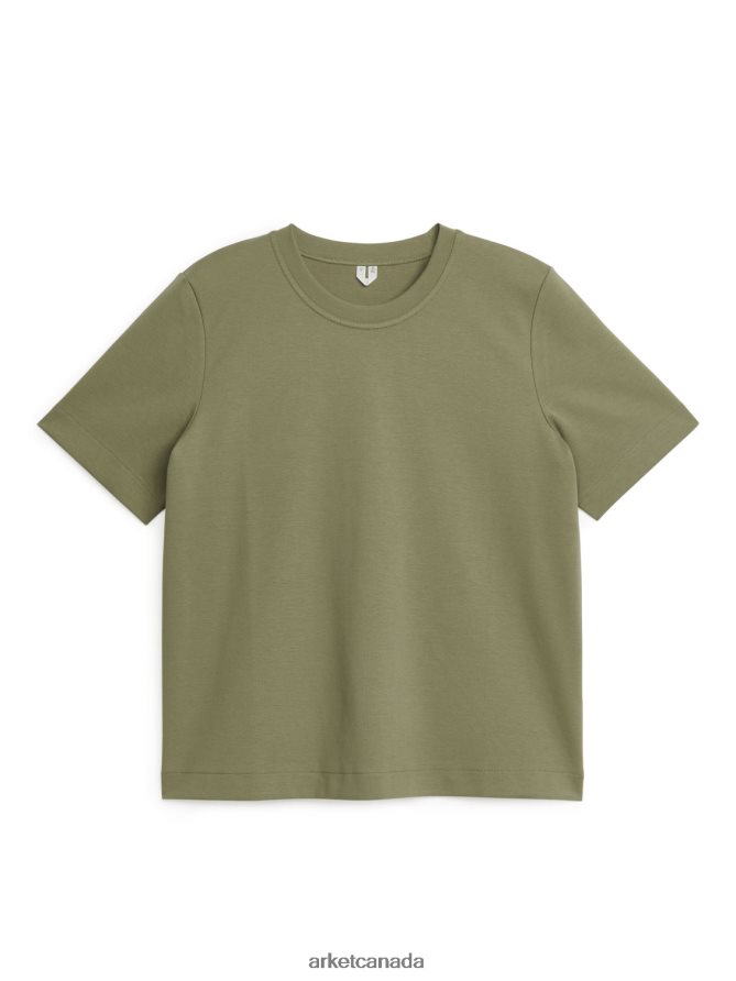 ARKET Clothing 4L826J317 Khaki Green Heavyweight T-Shirt Women