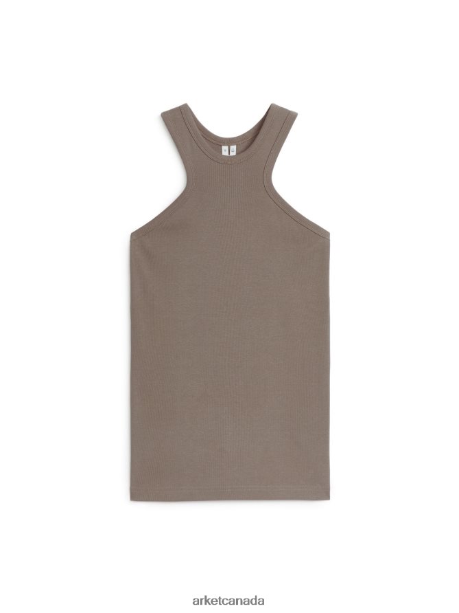 ARKET Clothing 4L826J328 Taupe Ribbed Racer Tank Women