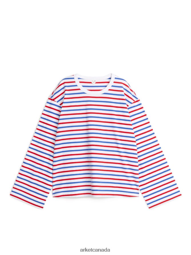 ARKET Clothing 4L826J337 White/Red/Blue Oversized T-Shirt Women