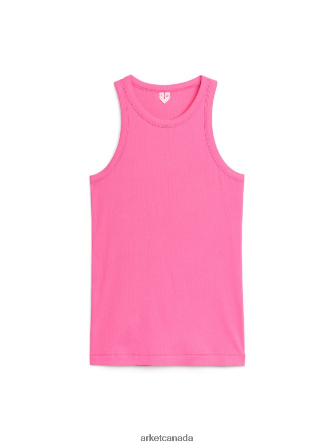 ARKET Clothing 4L826J342 Hot Pink Rib Racer Tank Top Women