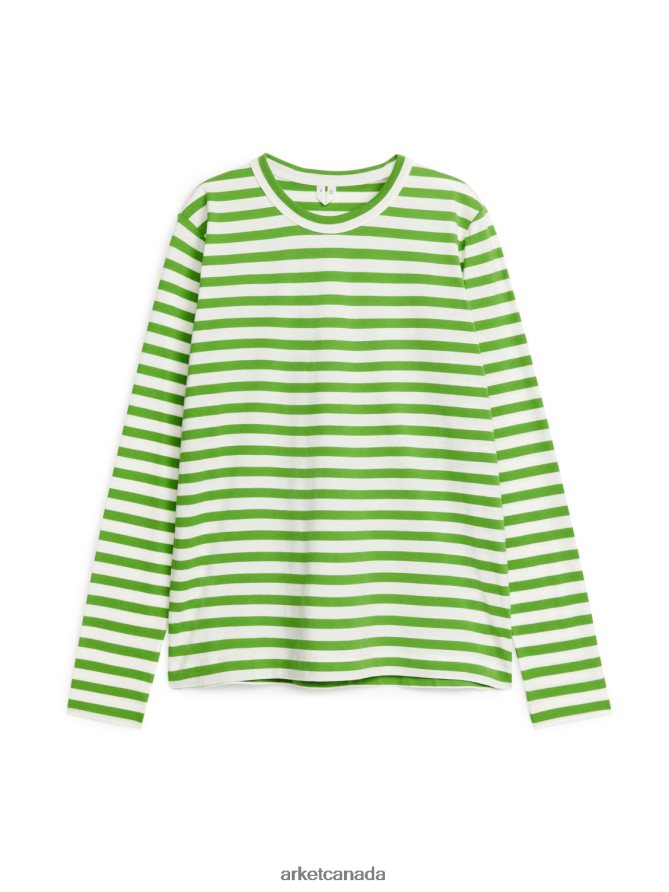 ARKET Clothing 4L826J343 Green/White Long-Sleeved T-Shirt Women