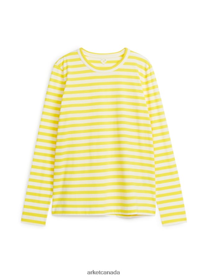 ARKET Clothing 4L826J345 Yellow/White Long-Sleeved T-Shirt Women