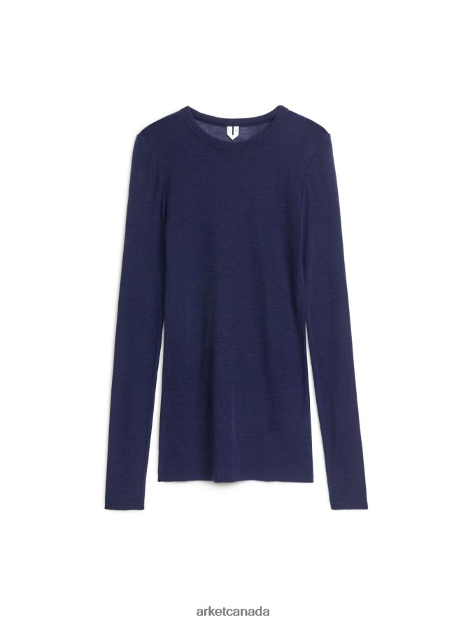 ARKET Clothing 4L826J346 Dark Blue Long-Sleeved Merino Top Women