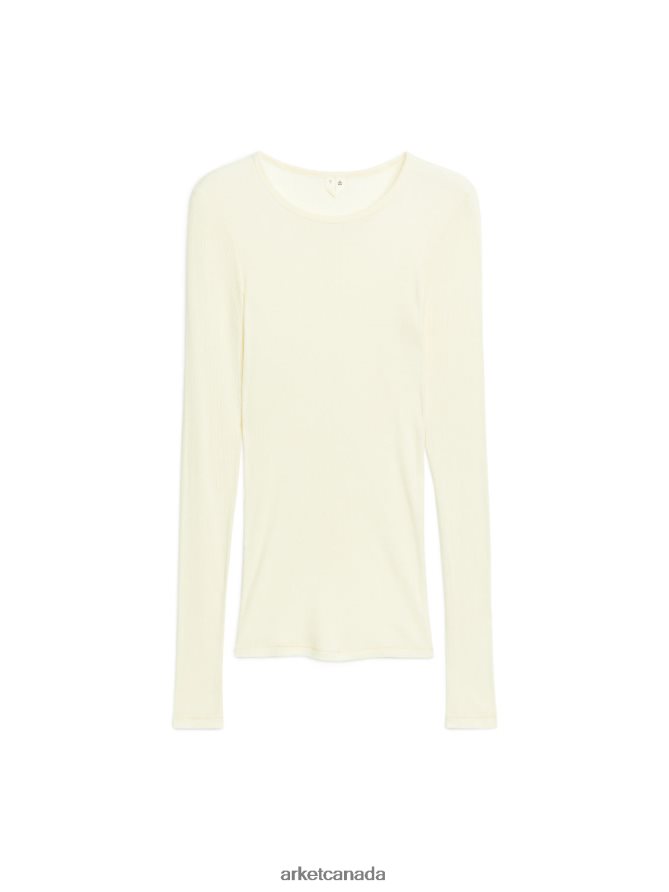 ARKET Clothing 4L826J351 Off-White Rib Silk Top Women