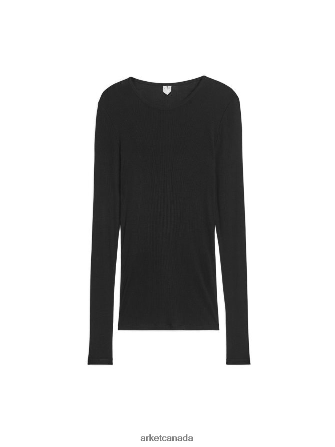 ARKET Clothing 4L826J354 Black Rib Silk Top Women