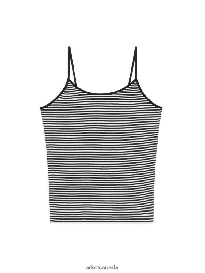 ARKET Clothing 4L826J366 Black/White Jersey Strap Top Women
