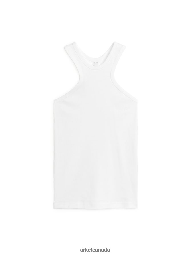 ARKET Clothing 4L826J368 White Ribbed Racer Tank Women