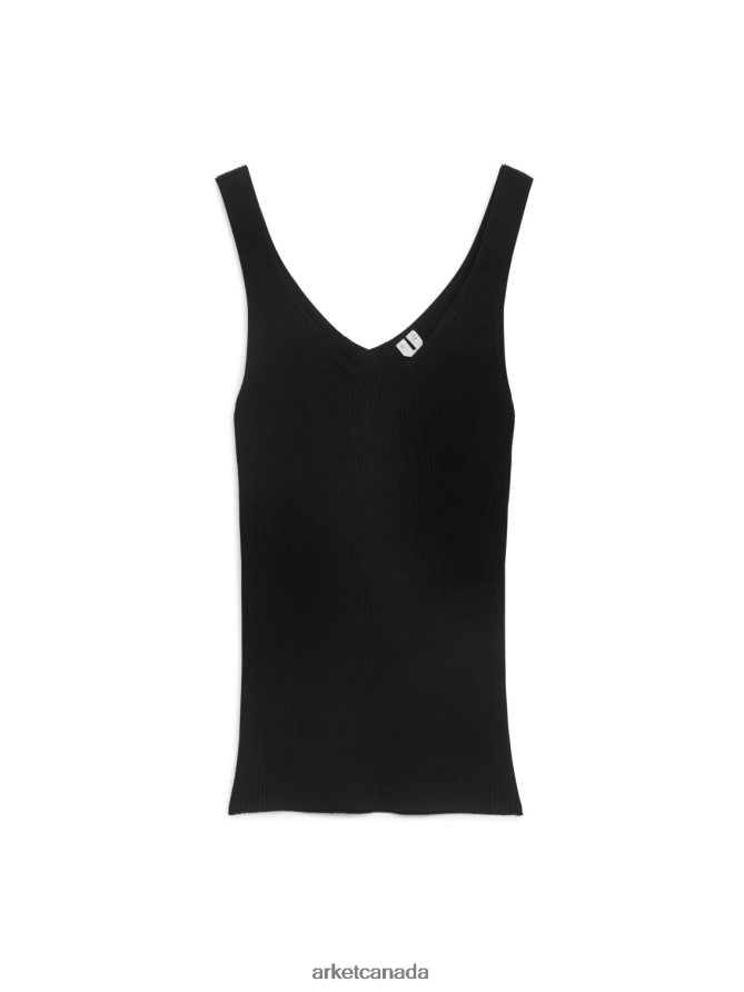 ARKET Clothing 4L826J371 Black Rib-Knit Tank Top Women