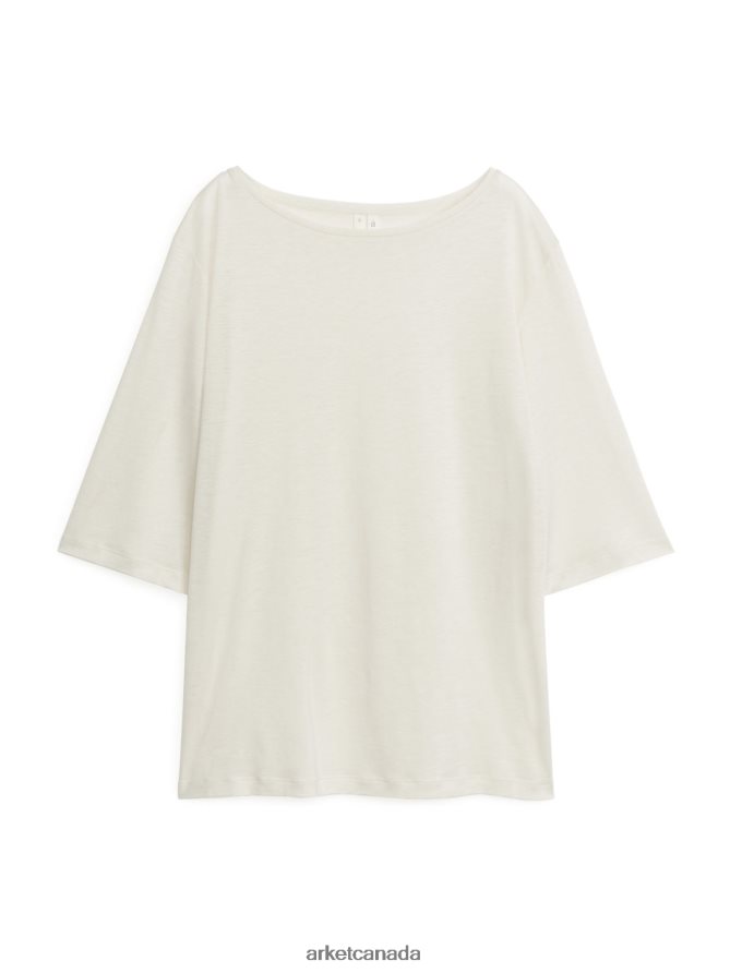 ARKET Clothing 4L826J372 Off White Boat Neck T-Shirt Women