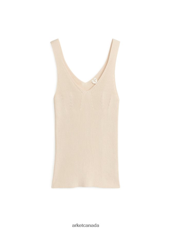 ARKET Clothing 4L826J374 Beige Rib-Knit Tank Top Women