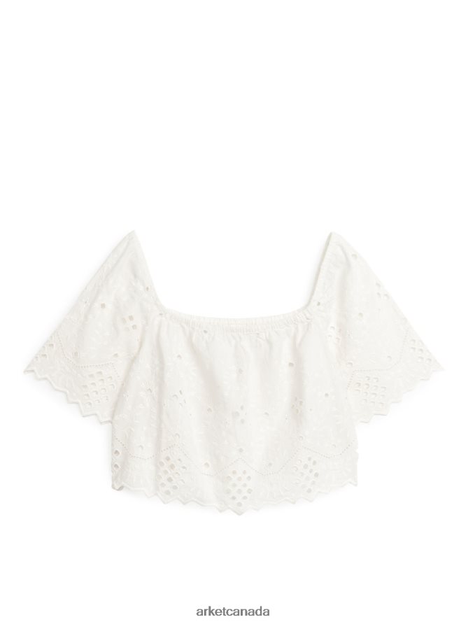 ARKET Clothing 4L826J37 White Embroidered Top Women
