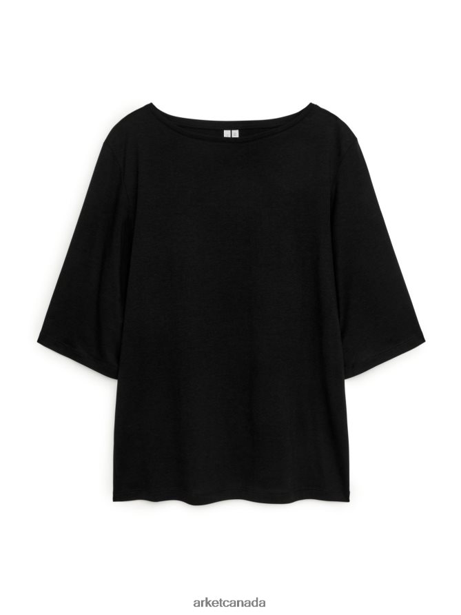 ARKET Clothing 4L826J385 Black Boat Neck T-Shirt Women