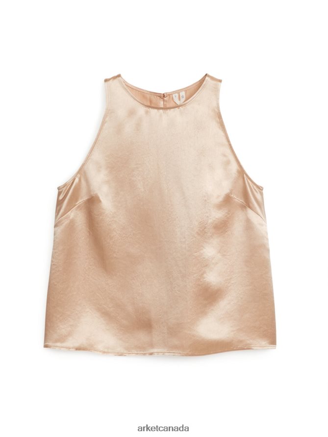 ARKET Clothing 4L826J41 Beige Sleeveless Satin Top Women