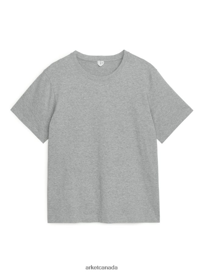 ARKET Clothing 4L826J997 Light Grey Melange Heavyweight T-Shirt Women
